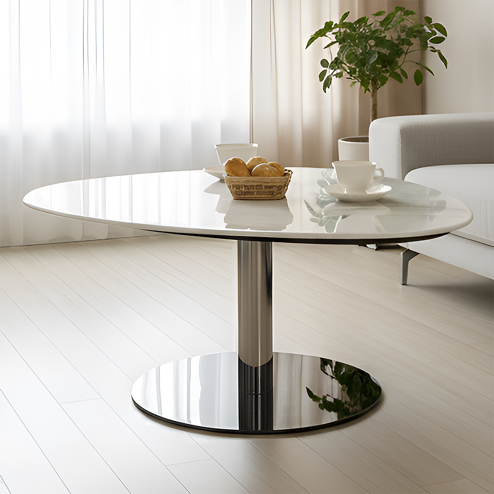 스코나 엘로나 듀얼 대리석 스텐 스틸 거실 소파 테이블 L