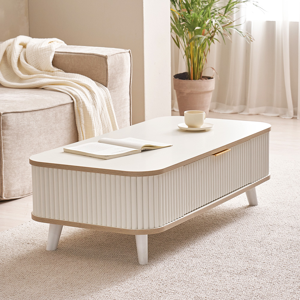 장인가구 마린 템바보드 티 수납 거실 소파 테이블