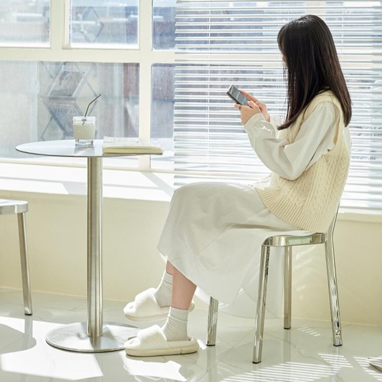 스텐 의자 1인용 체어 스틸 모던 미용실 디자인 철제 거실 식탁 다이닝 등받이 인테리어 - 상세 이미지 4