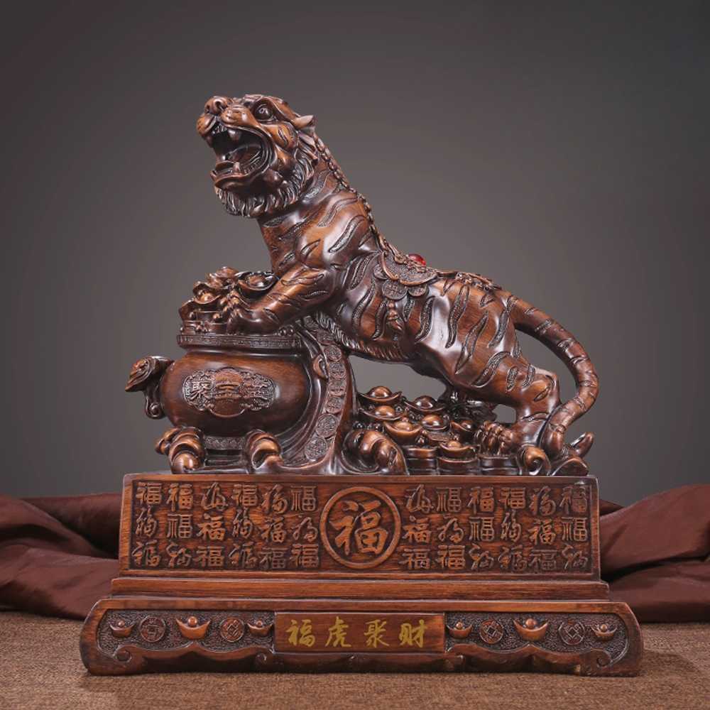 원목 호랑이 조각상 목공예 예술품 거실 장식용 동물 A형 26x15x30cm - 상품 이미지