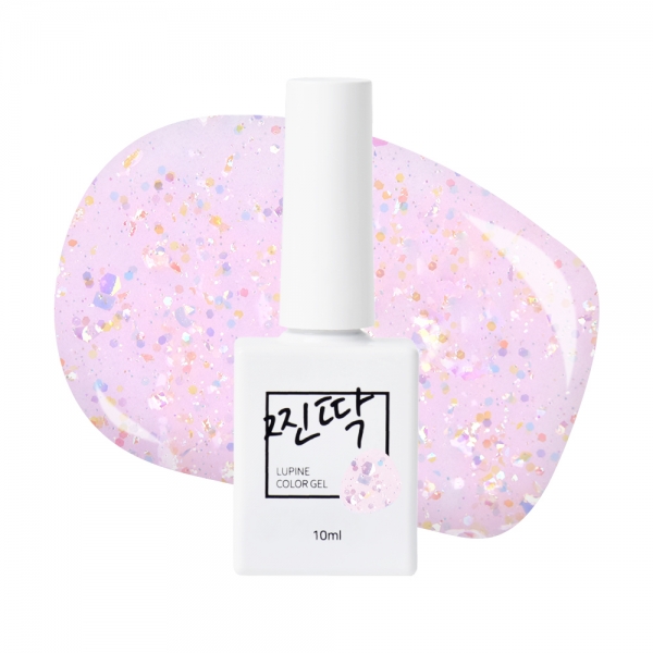 찐딱 컬러젤폴리쉬 10ml JJ102G (연핑크 솜사탕글리터) - 상품 이미지