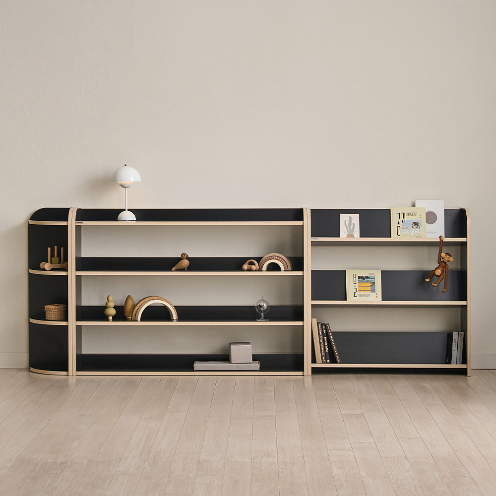 리트리 키즈 교구장 반원 책장 낮은 책장 아기 유아 어린이 1200mm, 3단, 크림화이트