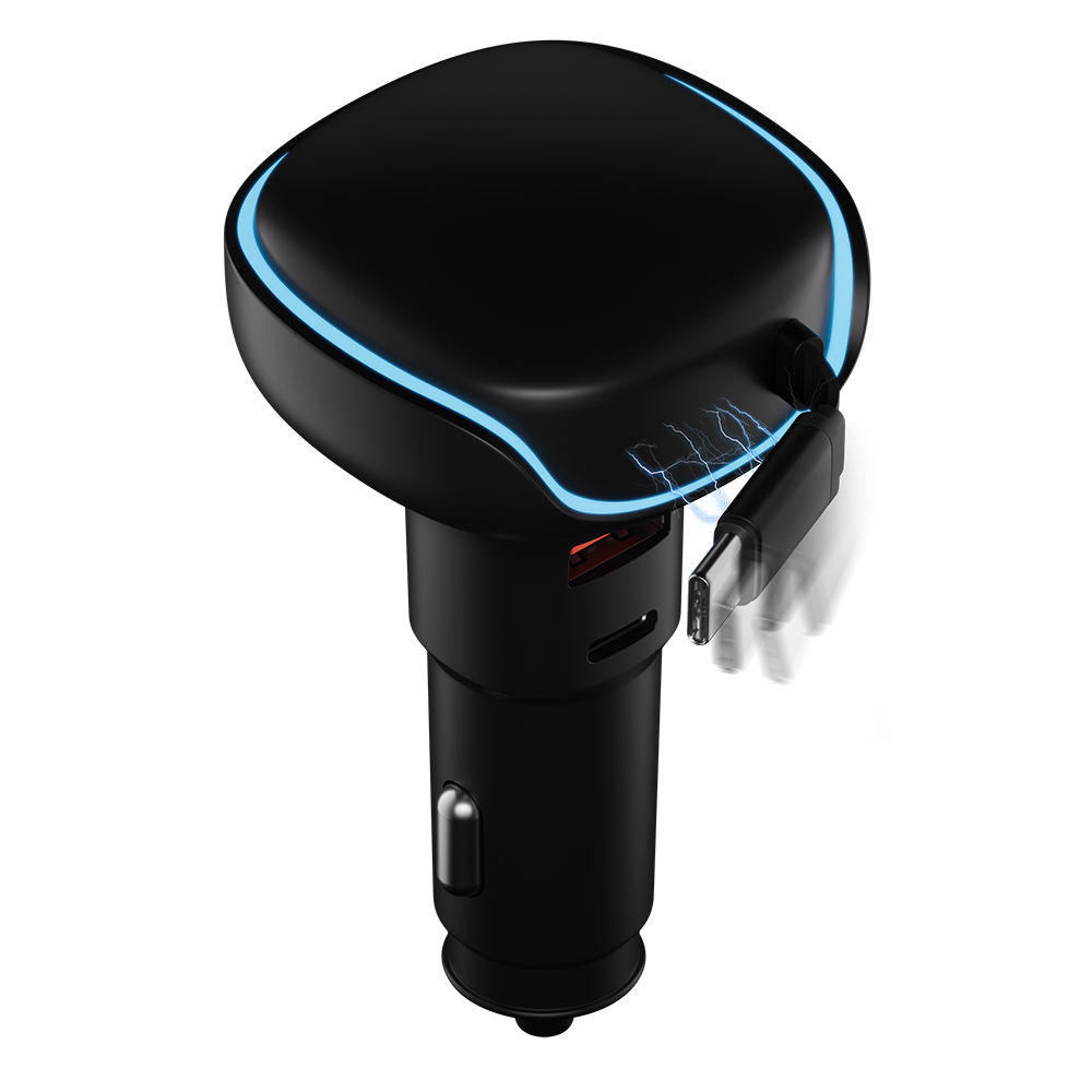 PD 3.0 50W 차량용 릴타입 고속 충전기 블랙 - 상세 이미지 2