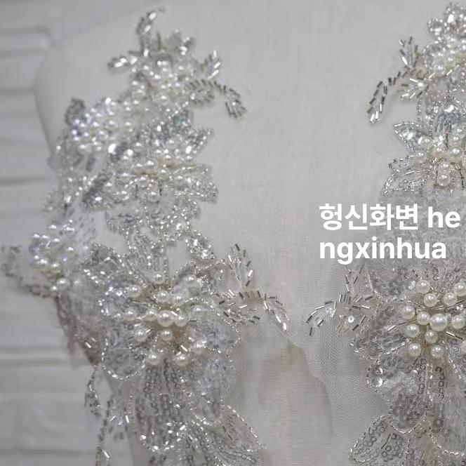 스팽글장식 옷 DIY 스팽클레이스 스팽글 바느질 수선 공예 웨딩 리폼 스팽클 리품 의상 아이보리화이트 1쌍 - 상세 이미지 3