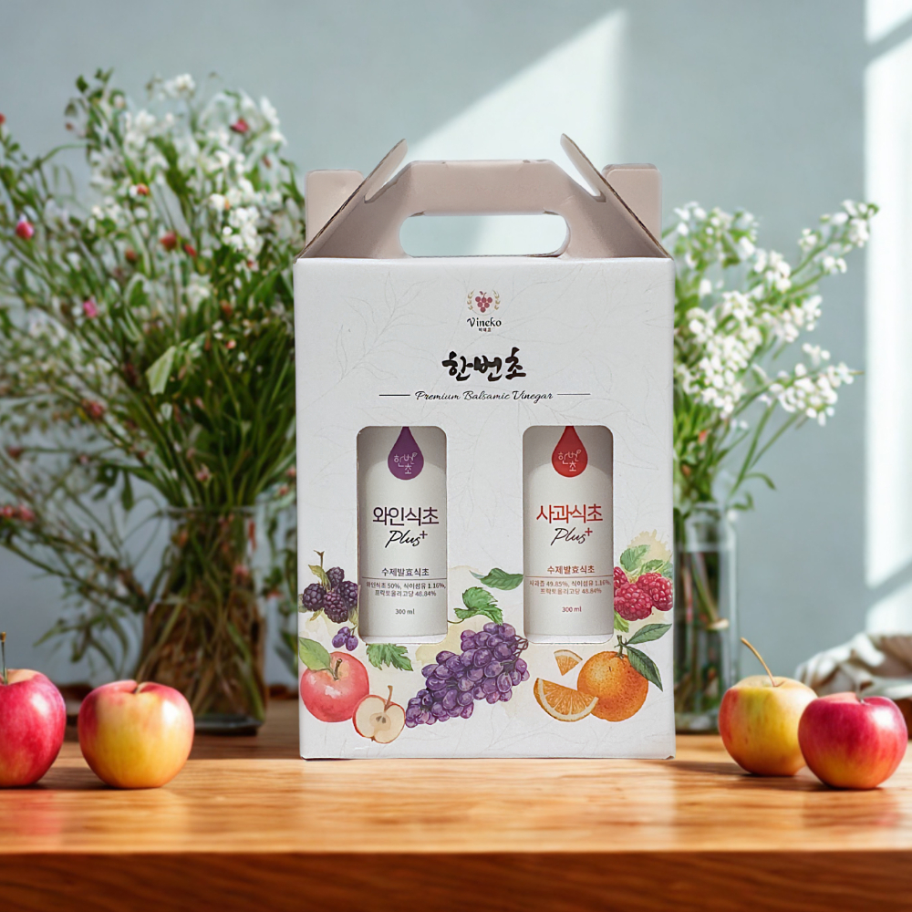 [한번초] 선물세트 (와인식초플러스, 사과식초플러스) 300ml X 2개 - 상세 이미지 4