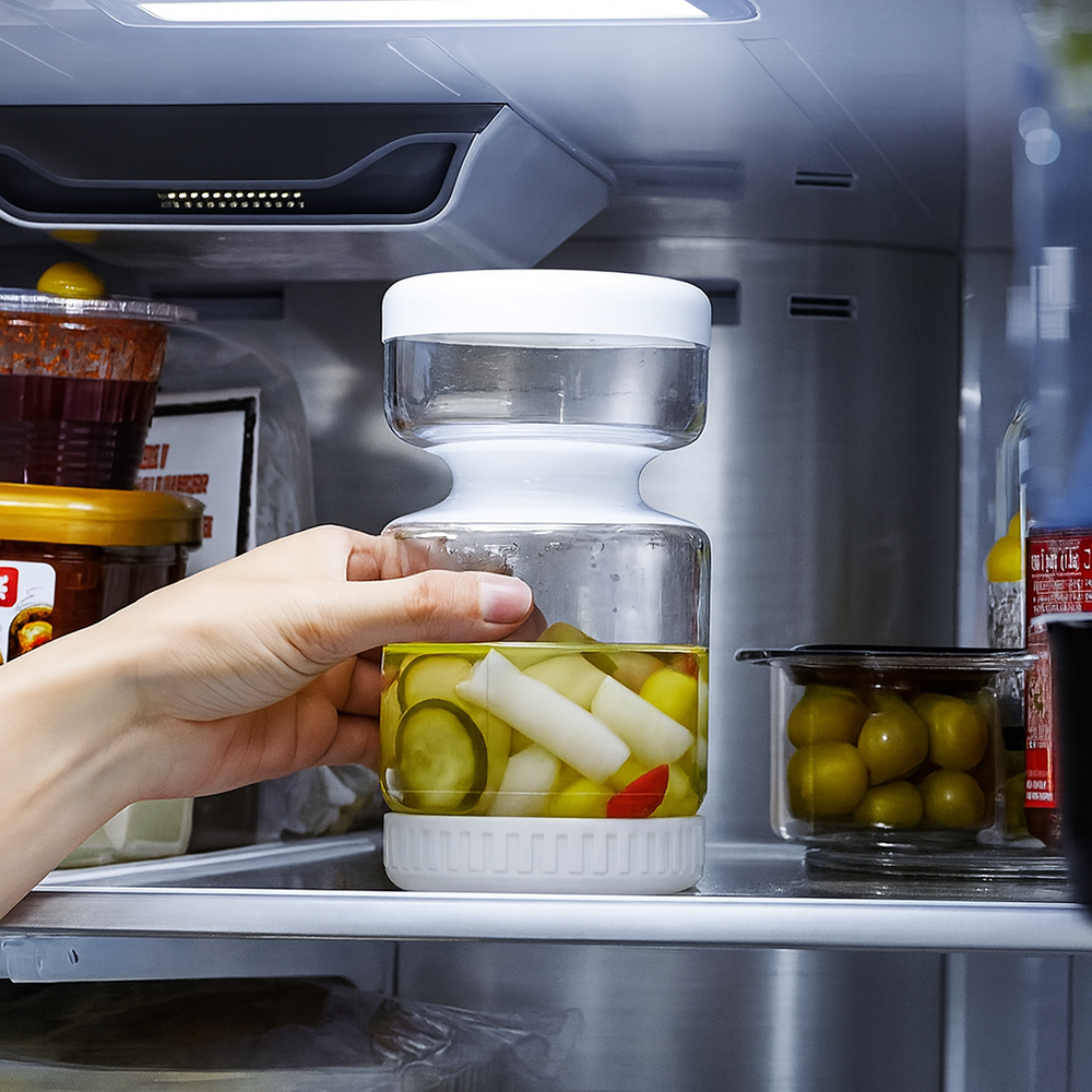 유즈베러띵 모래시계 피클병 물빠짐 미니 밀폐 내열 유리병 1L 1개