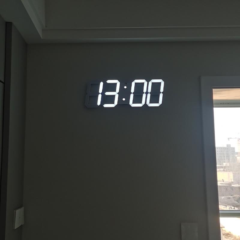 대형 led 시계 벽걸이 캘린더 거실 전자달력 사무실 전자벽 무타공 led벽시계 화이트 케이스 화이트 숫자 WiFi 18인치 - 상세 이미지 3