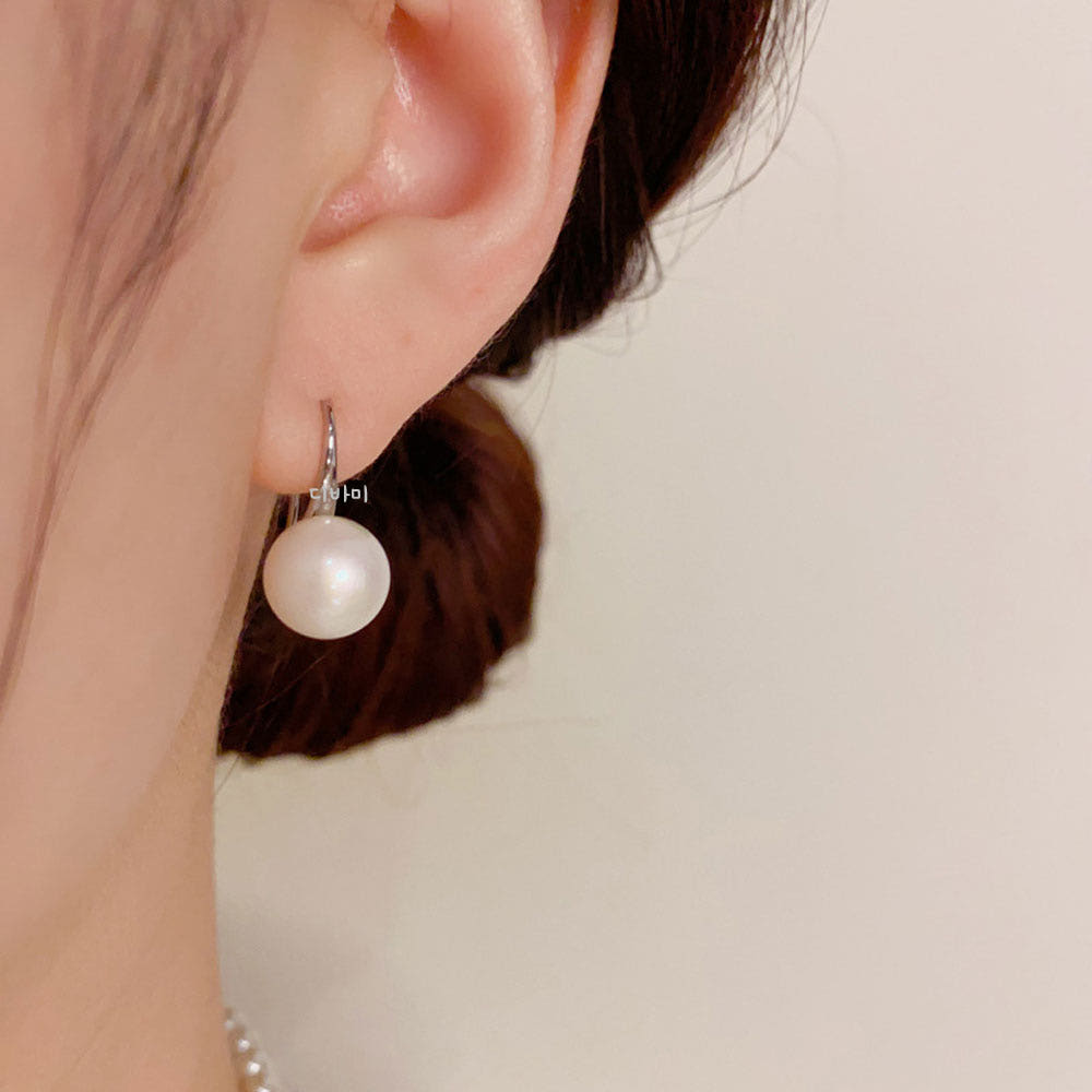 14K 심플 드롭 왕진주 이어링 데일리 귀고리 알러지없는귀걸이 - 상세 이미지 5