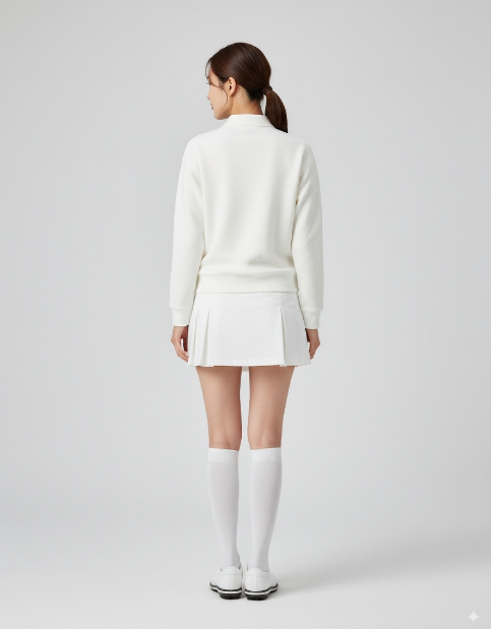 헤지스 골프 여성 가을 세미 오버핏 골프웨어 맨투맨 카라 티셔츠 - 상세 이미지 2