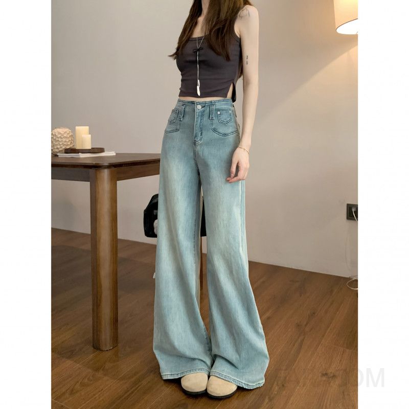 청바지 빈티지워싱진 삼선 여성기모청바지 청바지브랜드 5포켓 뒷밴딩 딕테이트 연청 9부청바지 슬랙스 블랙 하이웨스트청바지 와이드팬츠 빈티지청바지 여자데님팬츠 별주 일자 아딜레니움 - 상세 이미지 5