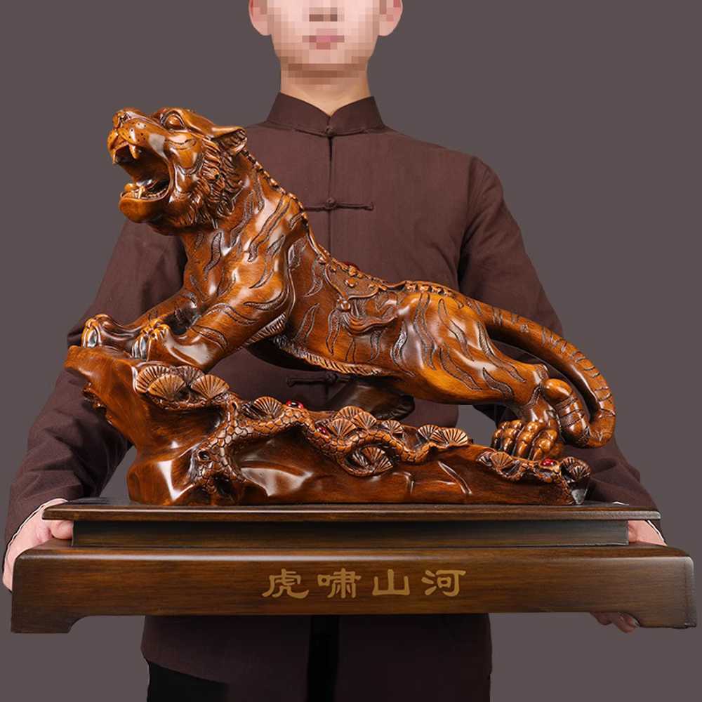 원목 호랑이 조각상 목공예 예술품 거실 장식용 동물 A형 26x15x30cm - 상세 이미지 5