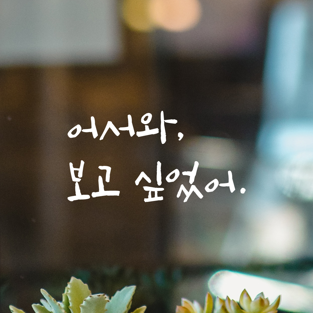 캘리그라피 레터링 스티커 어서와 보고 싶었어 검정S 13.5x7cm - 상세 이미지 2