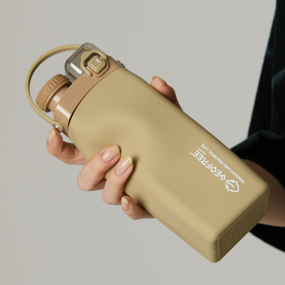 지오프리 실리콘 물병 접이식 롤업 초경량 등산 러닝 캠핑 600ml, 베이지 - 상세 이미지 5
