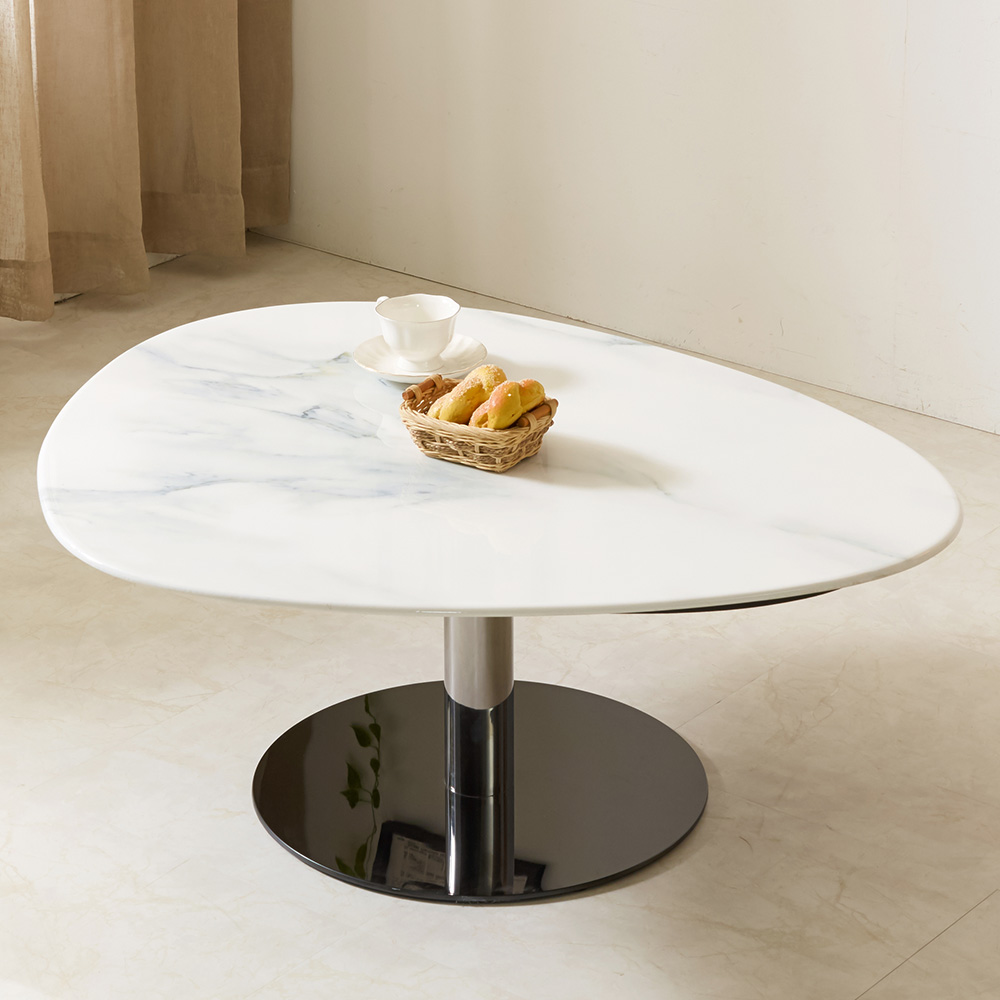 스코나 엘로나 듀얼 대리석 스텐 스틸 거실 소파 테이블 L
