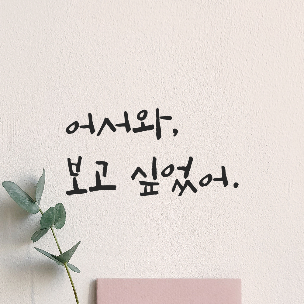 캘리그라피 레터링 스티커 어서와 보고 싶었어 검정S 13.5x7cm - 상품 이미지