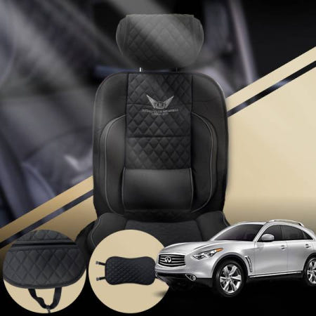 위드몰 인피니티 FX37 3.7 2세대 (13-13) 차량용 로얄클럽 쿠션시트 커버 블랙 1개 자세교정 허리 버켓 퀄팅 쿠션