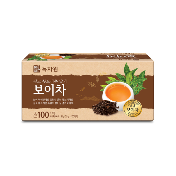 [녹차원] 대용량 보이차 100티백 후발효차 가정용 사무실용 - 상품 이미지
