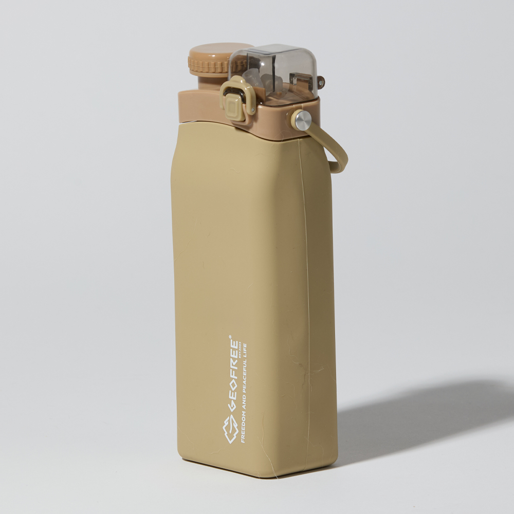 지오프리 실리콘 물병 접이식 롤업 초경량 등산 러닝 캠핑 600ml, 베이지 - 상세 이미지 2