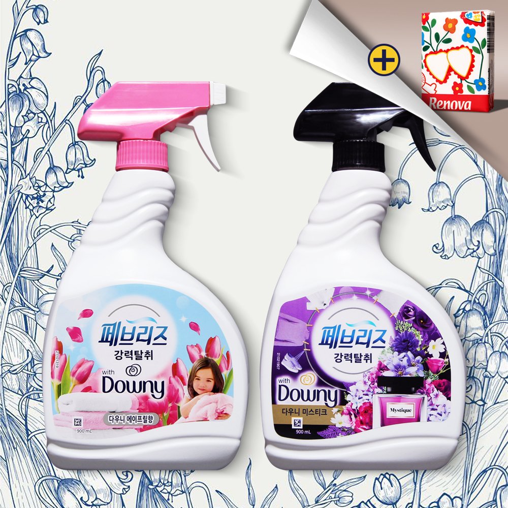 페브리즈 대용량 다우니 에이프릴향 900ml 1개 + 미스티크향 900ml 1개 세트 - 메인 이미지