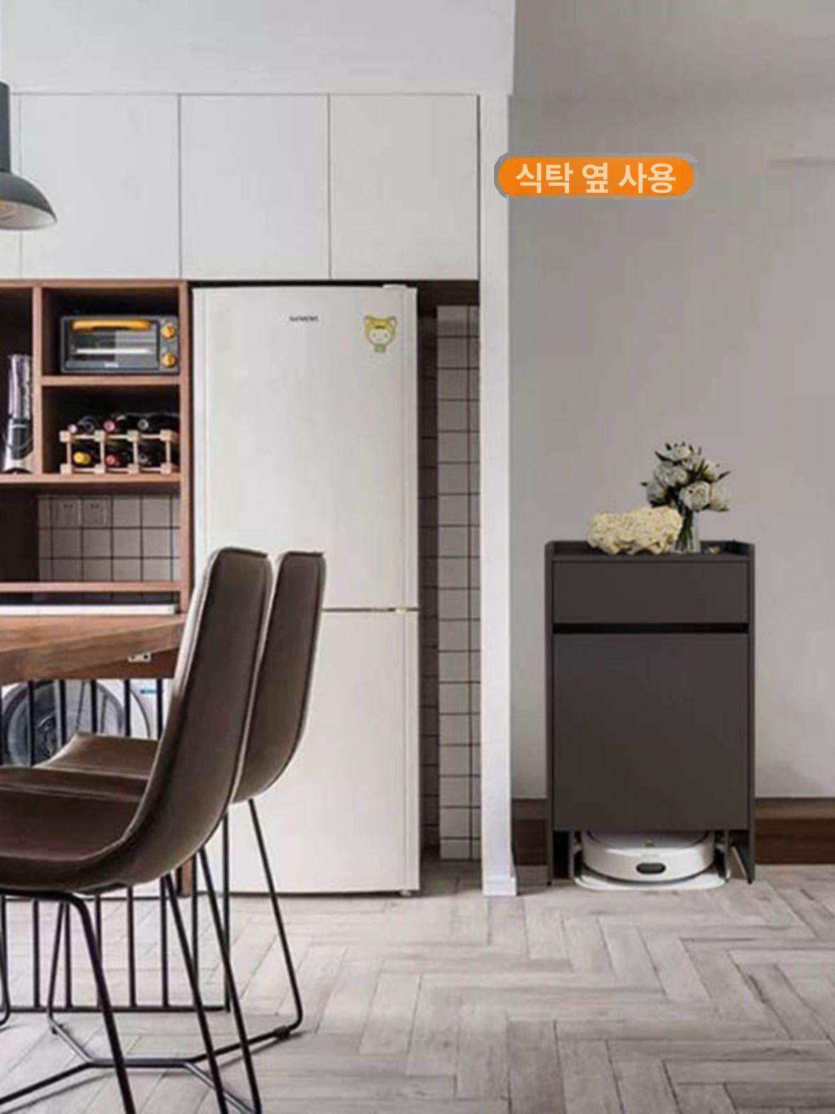 로봇청소기장 틈새장 보관함 정리함 화이트 수납장 캐비닛 샴페인그레이 50x45x83.3cm A - 상세 이미지 5