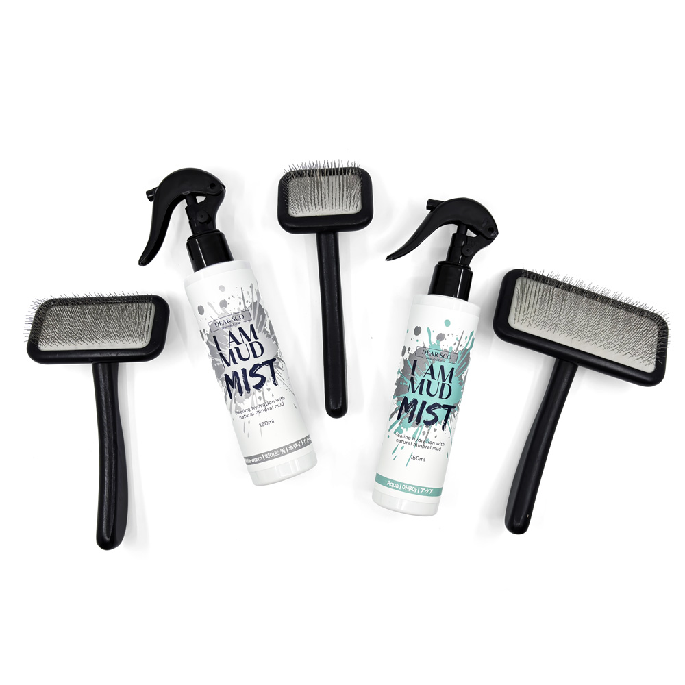 실버라인펫 블랙라벨 슬리커브러쉬 + 디얼스코 아이엠머드 미스트 세트