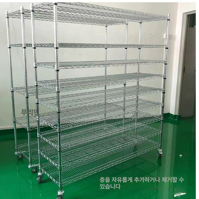 매쉬 식기건조대 물빠짐 4단 이동식 3단 스텐 3인치 바퀴 4단 1.6m 76cm 35cm - 상세 이미지 2