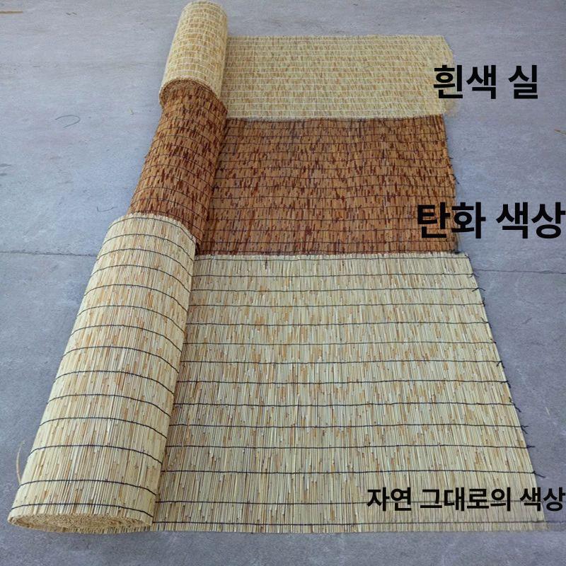 갈대발 롤업 차양 파티션 벽면 장식용 내추럴 블랙 스티치 1.2mx30m - 상세 이미지 3