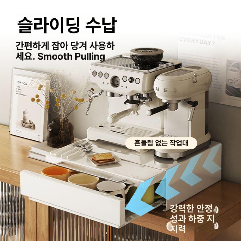 전자레인지 선반 수납장 밥솥장 렌지 전자렌지대 전자렌지 렌지대 거치대 밥통 오븐 서랍형 커피 캡슐 대형 화이트 - 상세 이미지 3