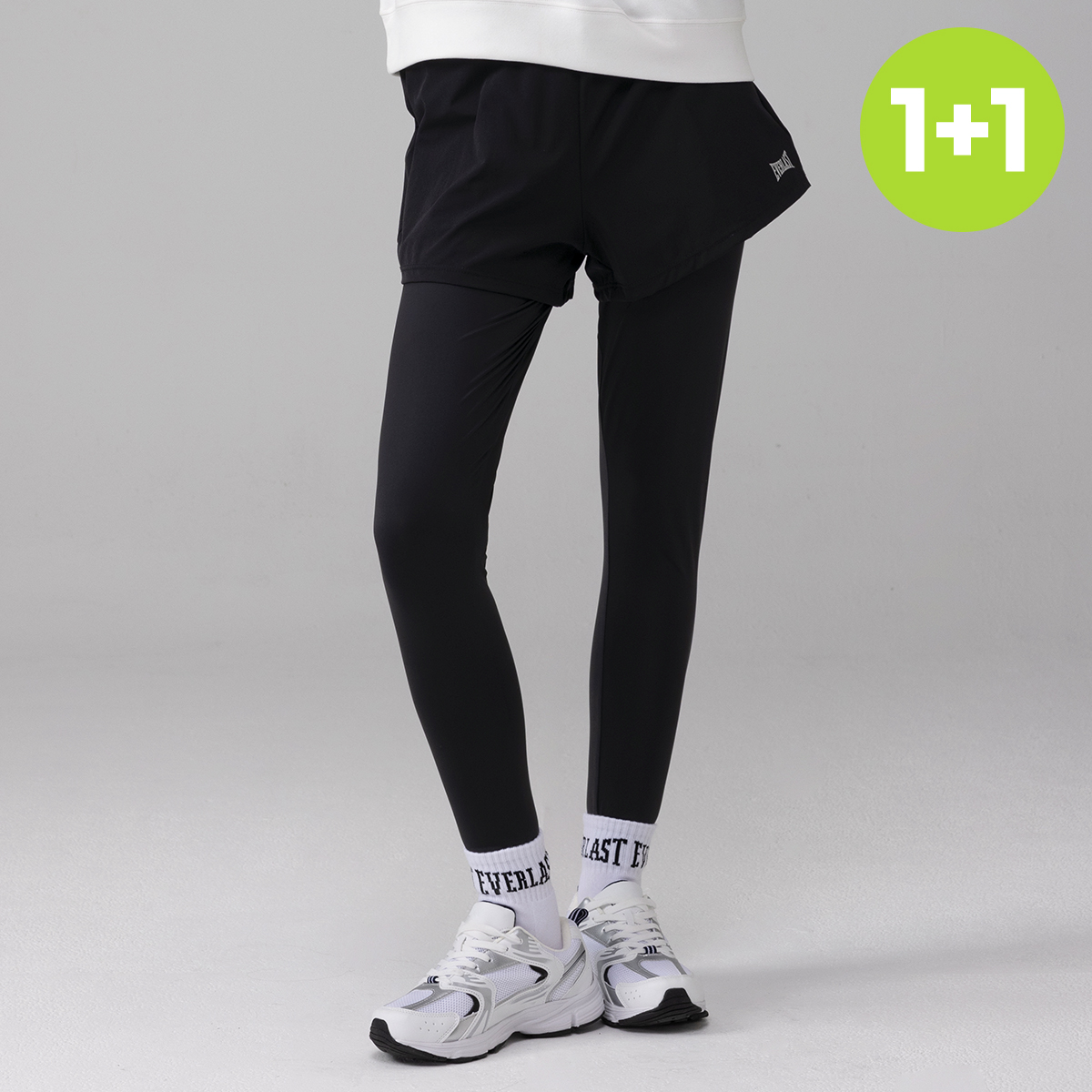 에버라스트 1+1 여성 투인원 반바지 레깅스 일체형 빅로고 - 상품 이미지