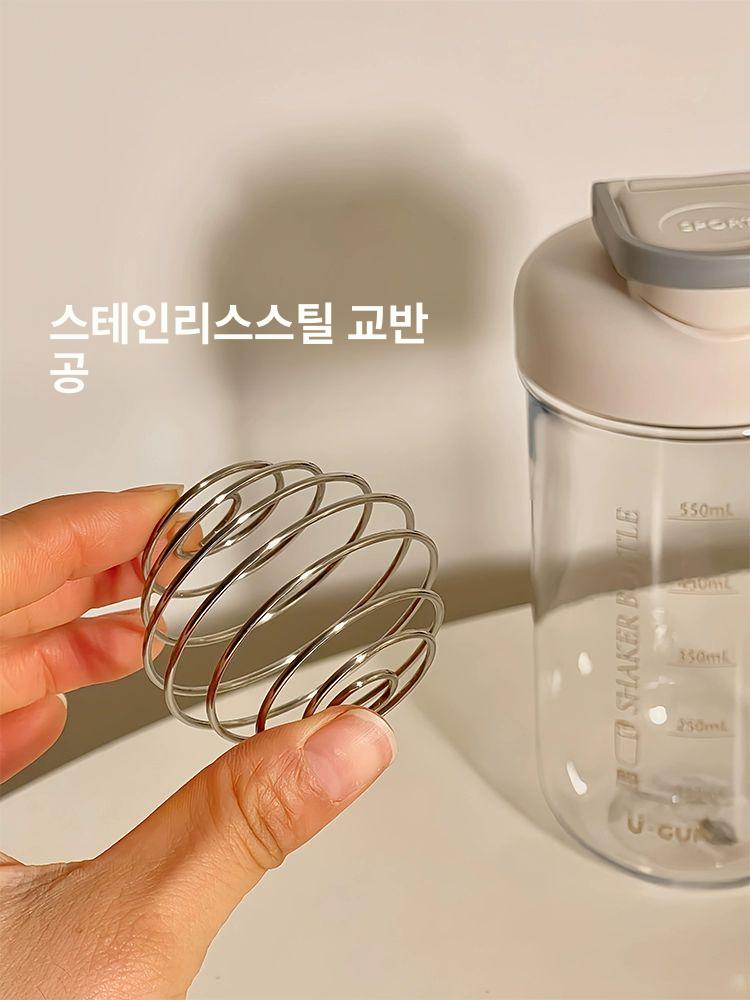 텀블러 홈카페 투명 사무실 휴대용 물병 눈금 손잡이 물컵 화이트 - 상세 이미지 5
