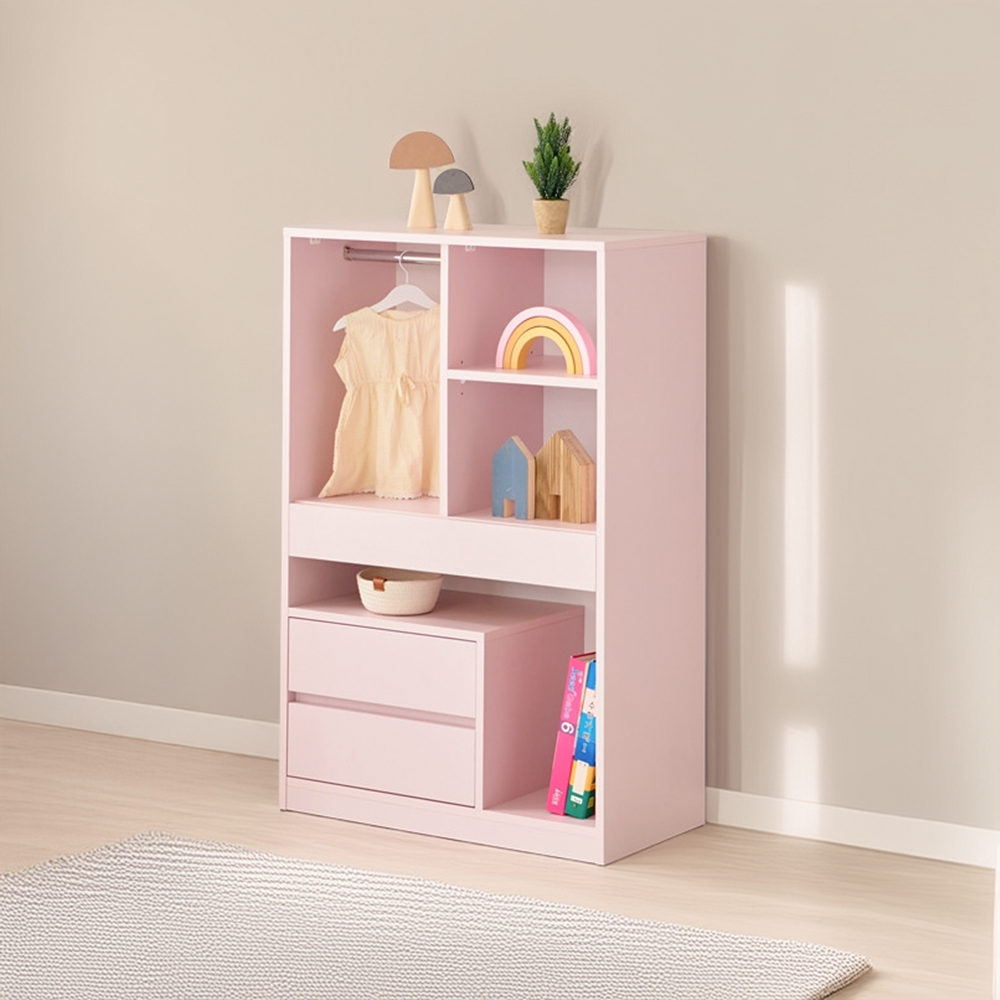 아이니 장난감 수납장 키즈 유아 아이 어린이 수납장 800x400x1208mm, 4단, 핑크 - 상품 이미지