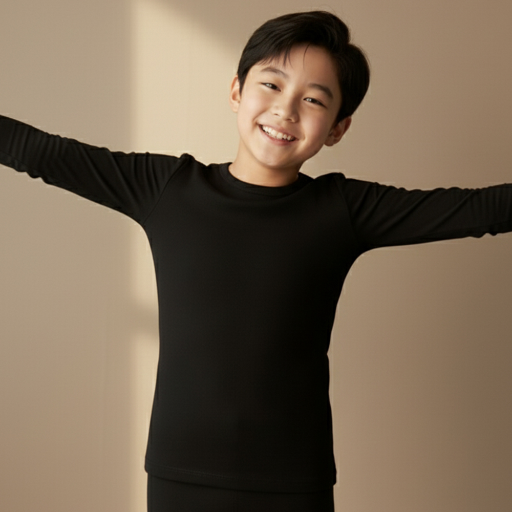 르브니 모달 발열내복 히트앤웜 주니어 긴팔상의 이너 초등학생 중학생 9부 겨울내의 교복 - 상세 이미지 3