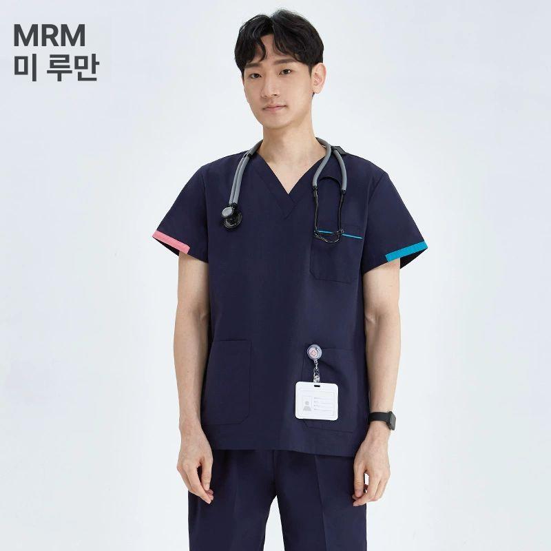물리치료사 유니폼 가운 간호사복 간호사 반팔 병원 약사 영양사 요양보호사복 근무복 진료복 여성 103 소매 보강 반소매 S - 상세 이미지 2