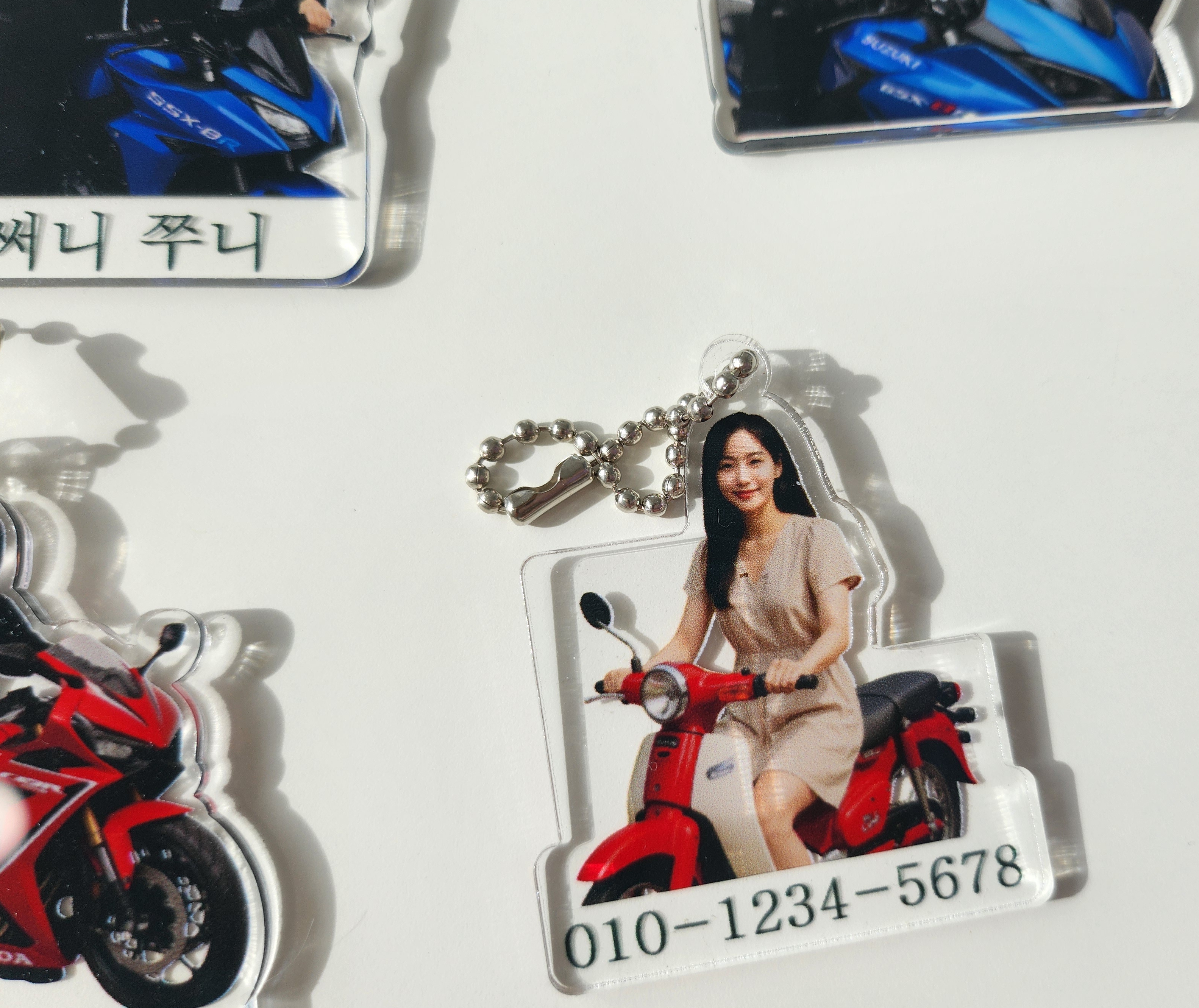 소금ST 배달라이더 오토바이 바이크 키홀더 셀카 커스텀각인 키체인 혼다가와사키BMW - 상품 이미지
