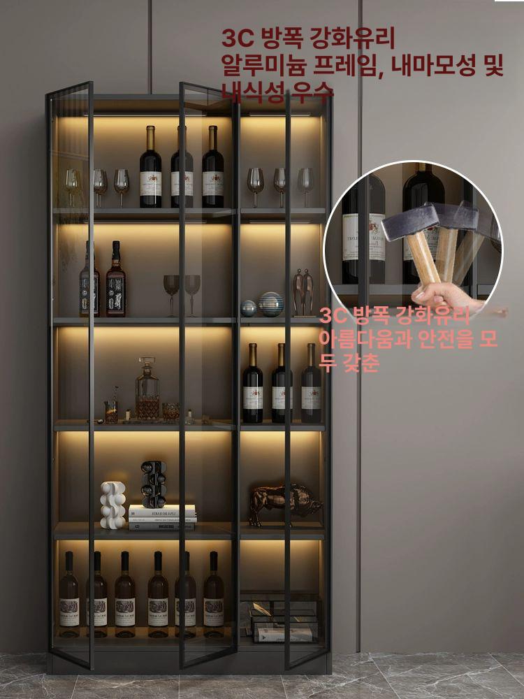 술장식장 위스키진열장 양주장식장 사무실 양주장 위스키장 위스키장식장 술장 코너장식장 다크그레이 더블 도어 A - 상세 이미지 3