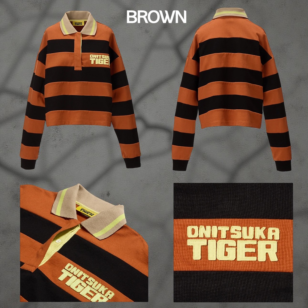 오니츠카타이거 폴로 탑 카라 긴팔 티셔츠 여성 2182B429 BROWN S - 상세 이미지 2