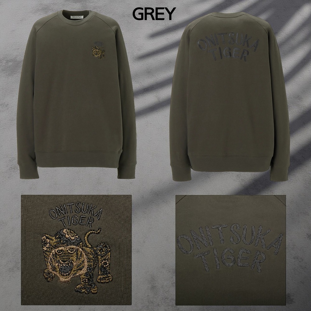 오니츠카타이거 자수 스웨트 탑 롱 슬리브 남성 맨투맨 2183B537 GREY L - 상세 이미지 3