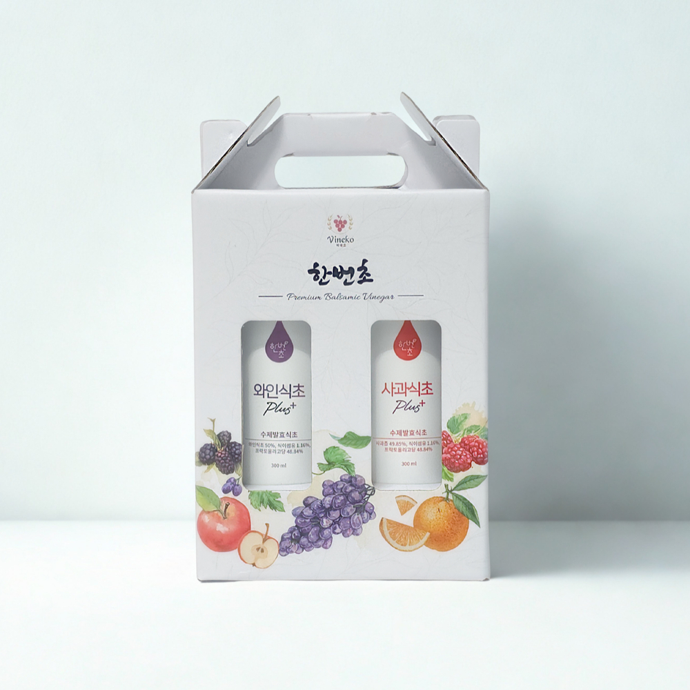 [한번초] 선물세트 (와인식초플러스, 사과식초플러스) 300ml X 2개 - 상품 이미지