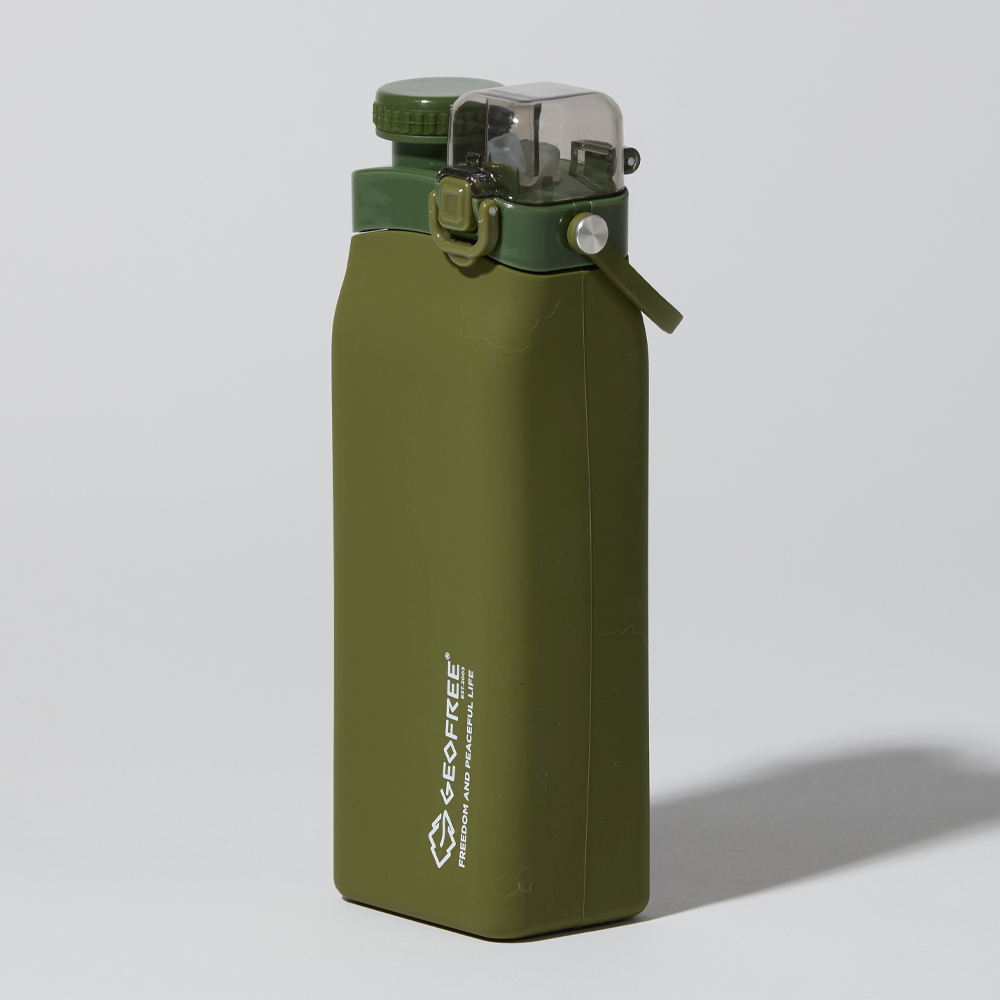 지오프리 실리콘 물병 접이식 롤업 초경량 등산 러닝 캠핑 600ml, 카키 - 상세 이미지 2