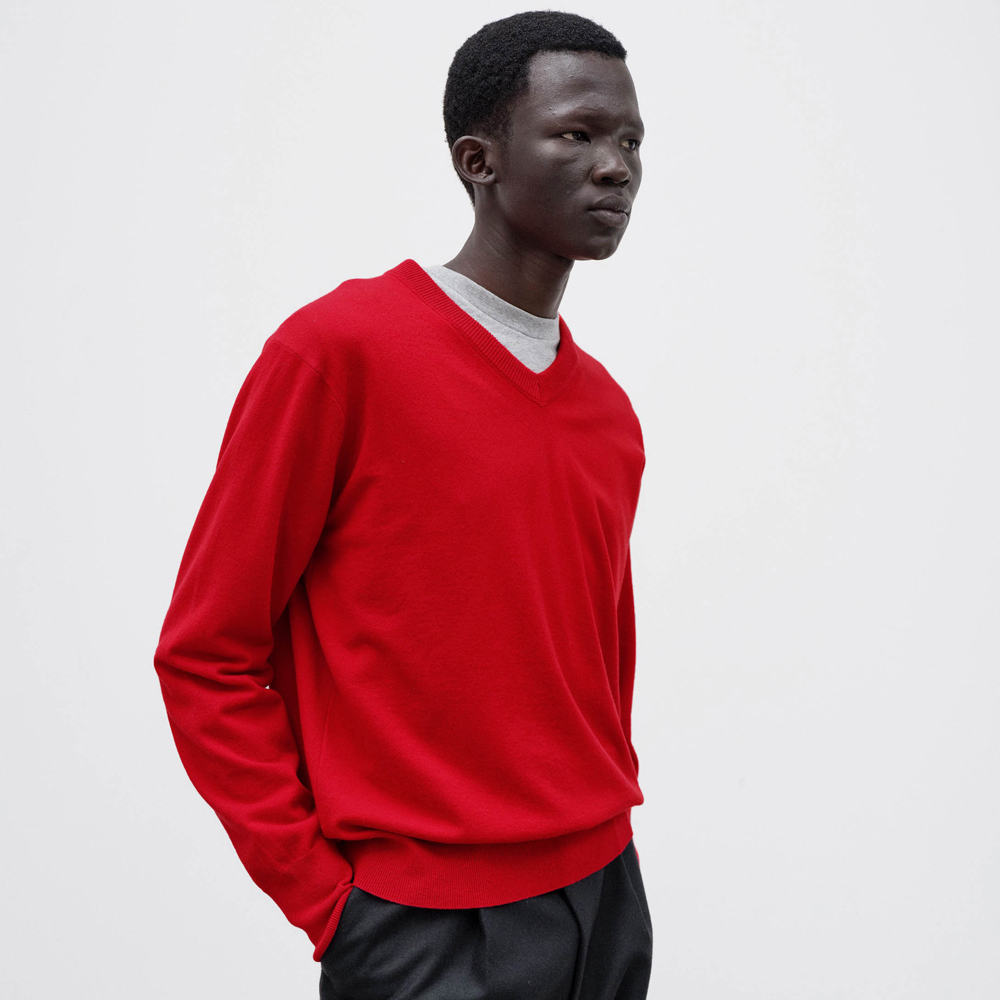오라리 맨즈 니트 HIGH TWIST WOOL KNIT V-NECK P/O 25FW - 상세 이미지 4