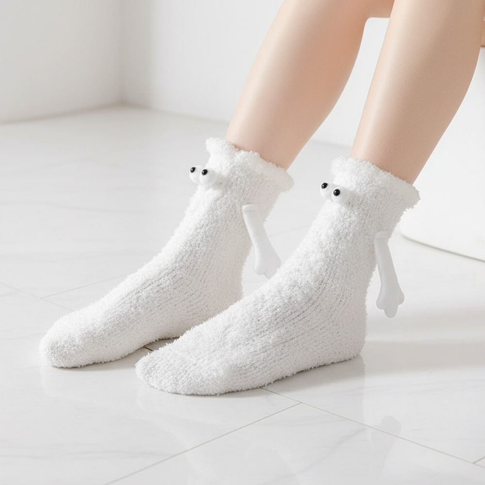 귀여운 손잡는 수면양말 커플 선물 우정 웃긴 양말 자석 고양이수면양말