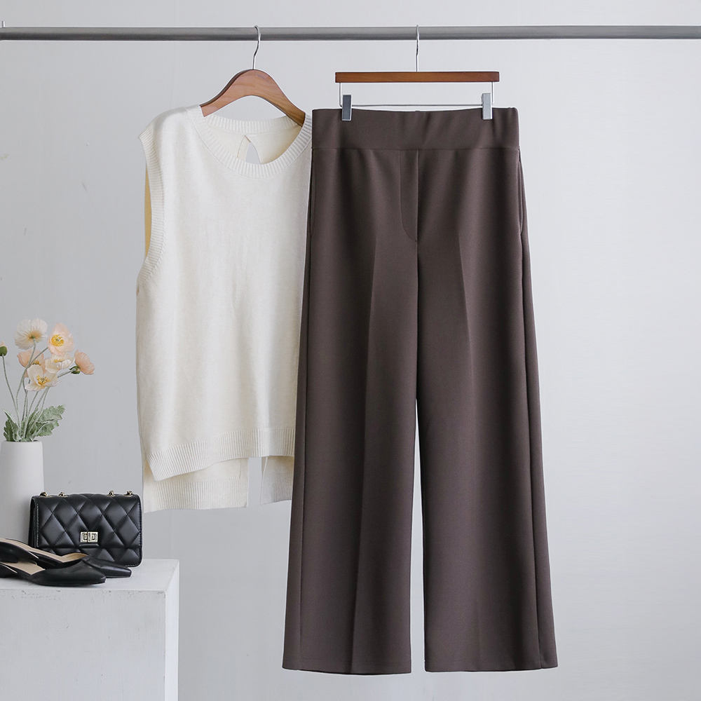 크렌 완벽보정핏 와이드밴딩 레직기 도톰 일자 와이드 슬랙스 팬츠 - 상세 이미지 2