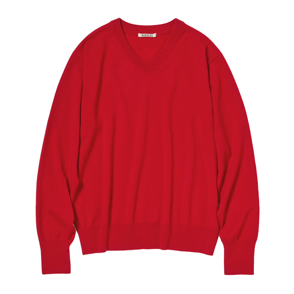오라리 맨즈 니트 HIGH TWIST WOOL KNIT V-NECK P/O 25FW - 상품 이미지