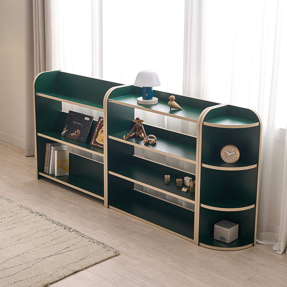 리트리 키즈 교구장 반원 책장 낮은 책장 아기 유아 어린이 1200mm, 3단, 크림화이트