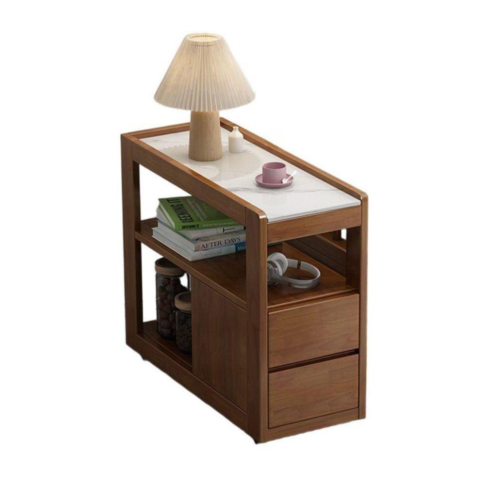 이동식 사이드 테이블 쇼파 선반 옆 소품 우드 트레이 수납장 원목 캐비닛 원목색 70x30x62cm - 상품 이미지