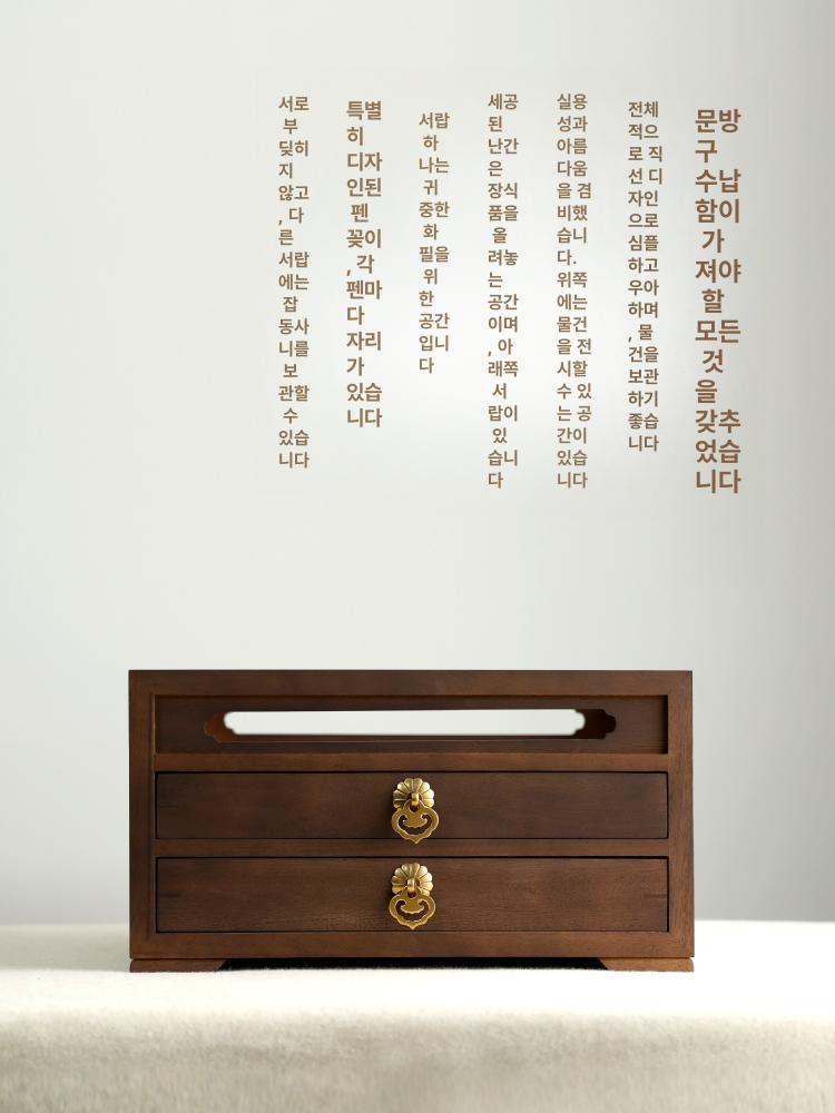 만년필 원목케이스 홀더 삼단 펜슬 파우치 필통 만연필 케이스포함 서랍 보관케이스 호두 문회 휴대용 상자 호두나무 - 상세 이미지 3