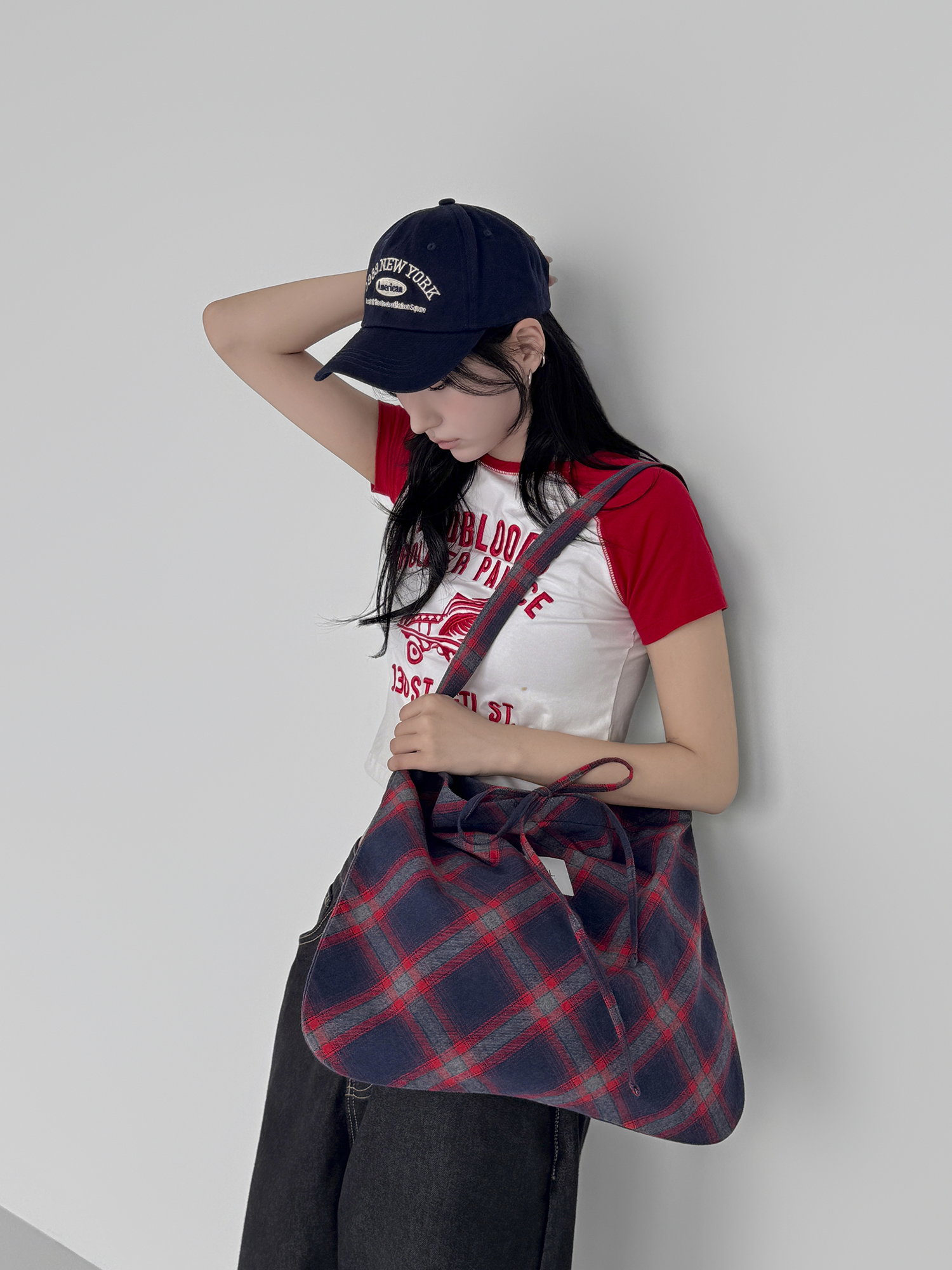 [ATIL STUDIO] 코지 체크 에코 숄더백 _ 레드 - 상세 이미지 3