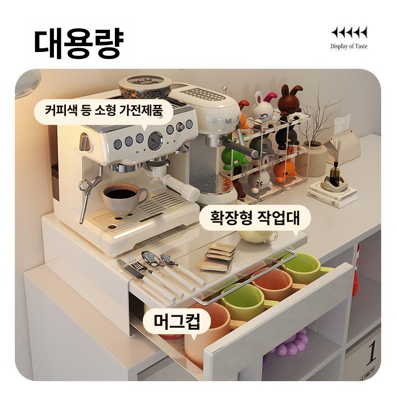 전자레인지 선반 수납장 밥솥장 렌지 전자렌지대 전자렌지 렌지대 거치대 밥통 오븐 서랍형 커피 캡슐 대형 화이트 - 상세 이미지 2