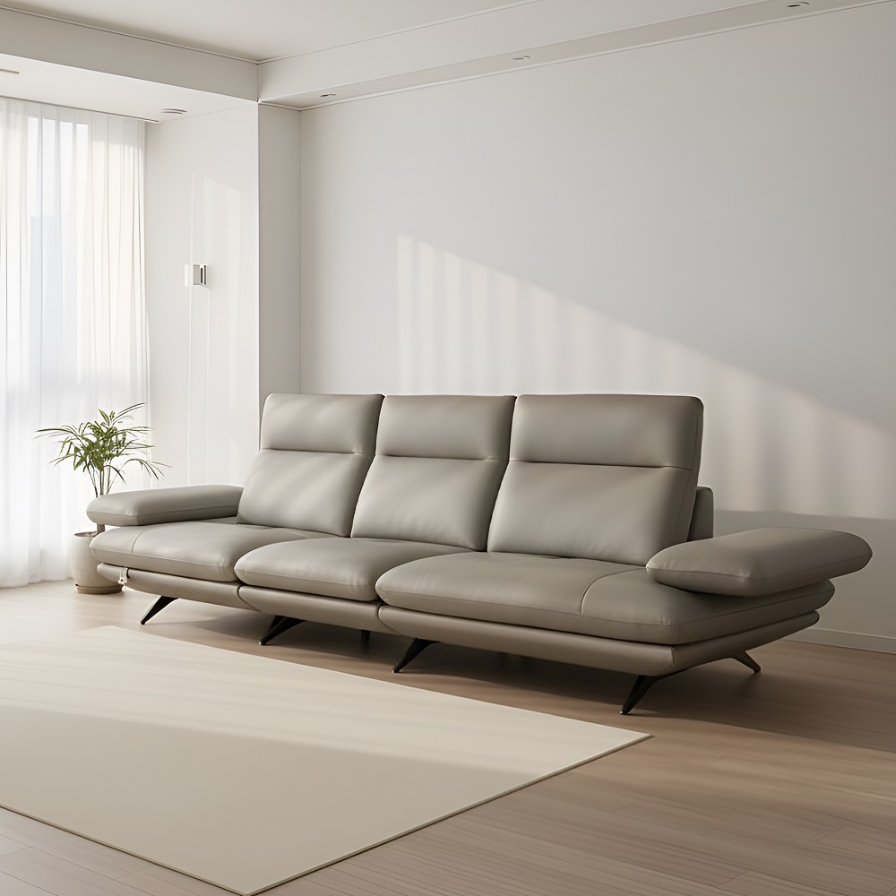 스코나 케니스 이태리 천연 면피 가죽 등받이 스윙 소파 스툴미포함, 딥크림, 4인용