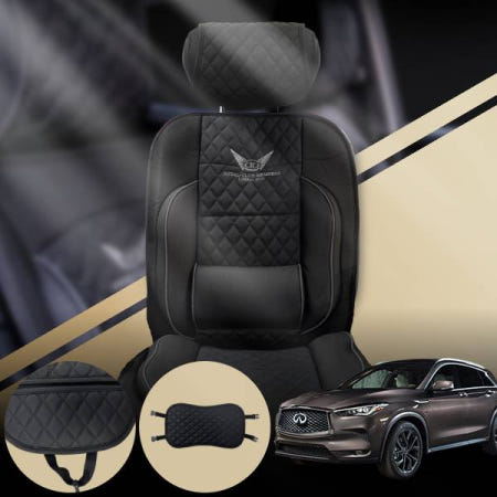 위드몰 인피니티 QX50 3.7 (14-18) 차량용 로얄클럽 쿠션시트 커버 블랙 1개 자세교정 허리 버켓 퀄팅 쿠션